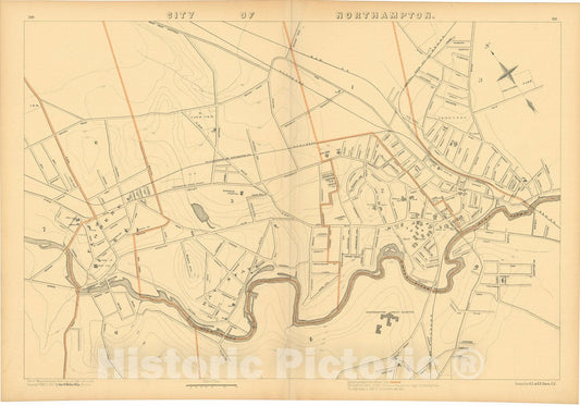Historic Map : Atlas of Massachusetts, Northampton 1904 , Vintage Wall Art