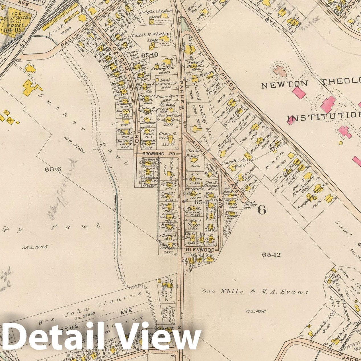 Historic Map : Atlas City of Newton, MA, Newton 1907 Plate 019 , Vintage Wall Art