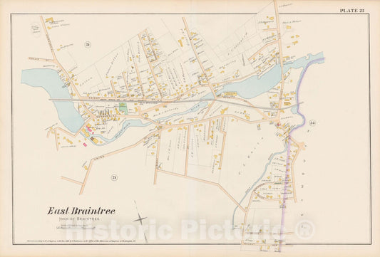 Historic Map : Atlas of Norfolk County, Braintree 1888 Plate 023 , Vintage Wall Art