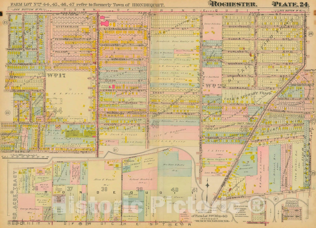 Historic Map : Atlas City of Rochester New York, Rochester 1910 Plate 024 , Vintage Wall Art