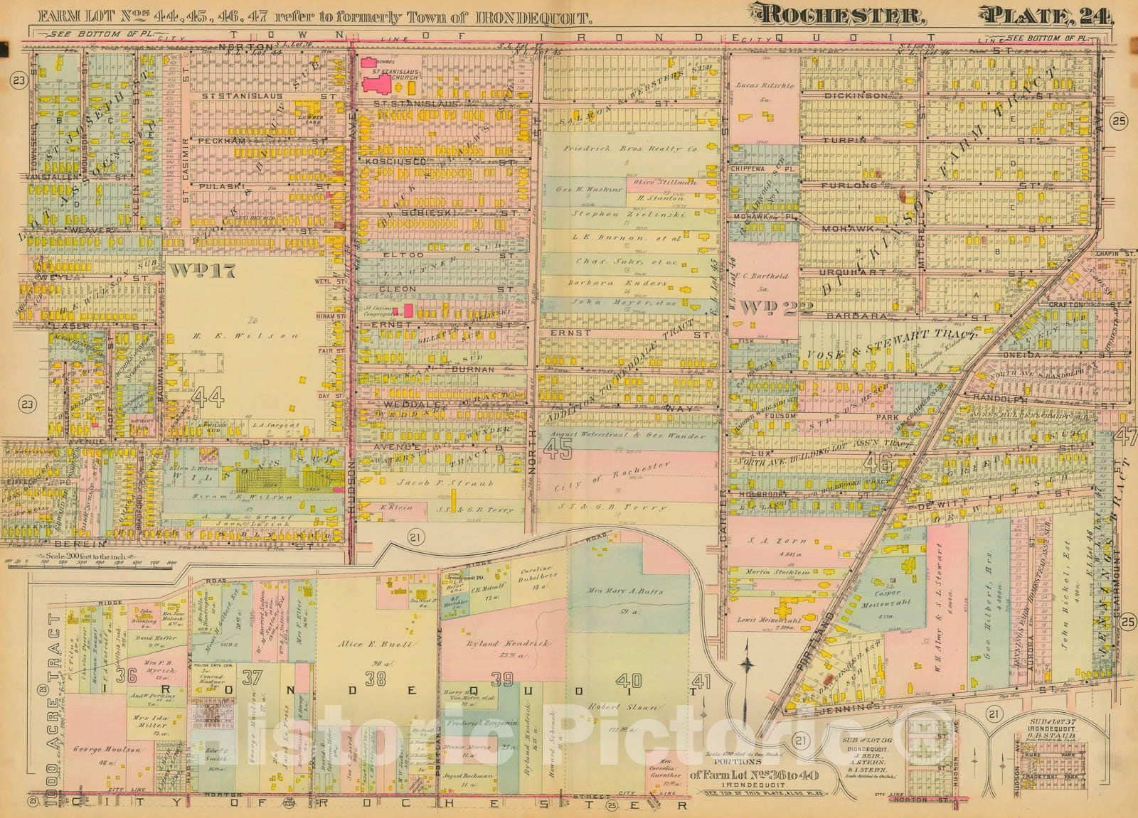 Historic Map : Atlas City of Rochester New York, Rochester 1910 Plate 024 , Vintage Wall Art