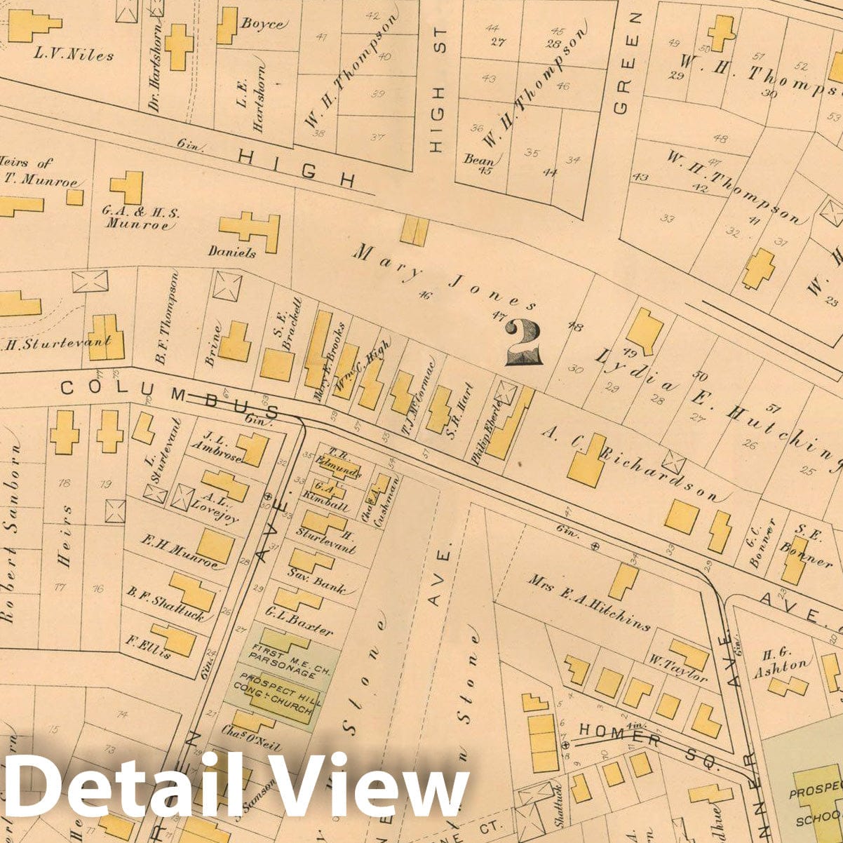 Historic Map : Atlas of Somerville Massachusetts, Somerville 1884 Plate 004 , Vintage Wall Art