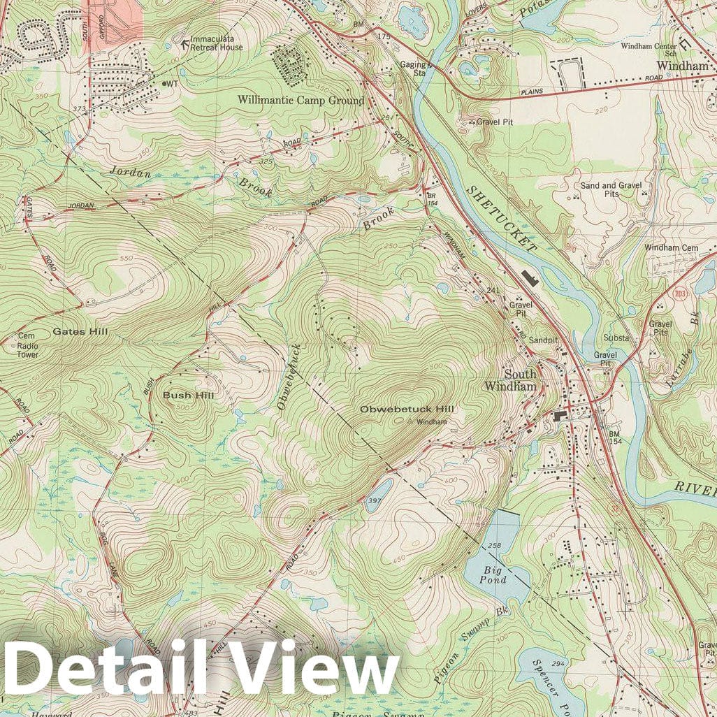 Historic Map : USGS 7.5 Minute Sheets and Quadrangles, Lebanon & Willimantic & Windham 1984 Topographic Map , Vintage Wall Art