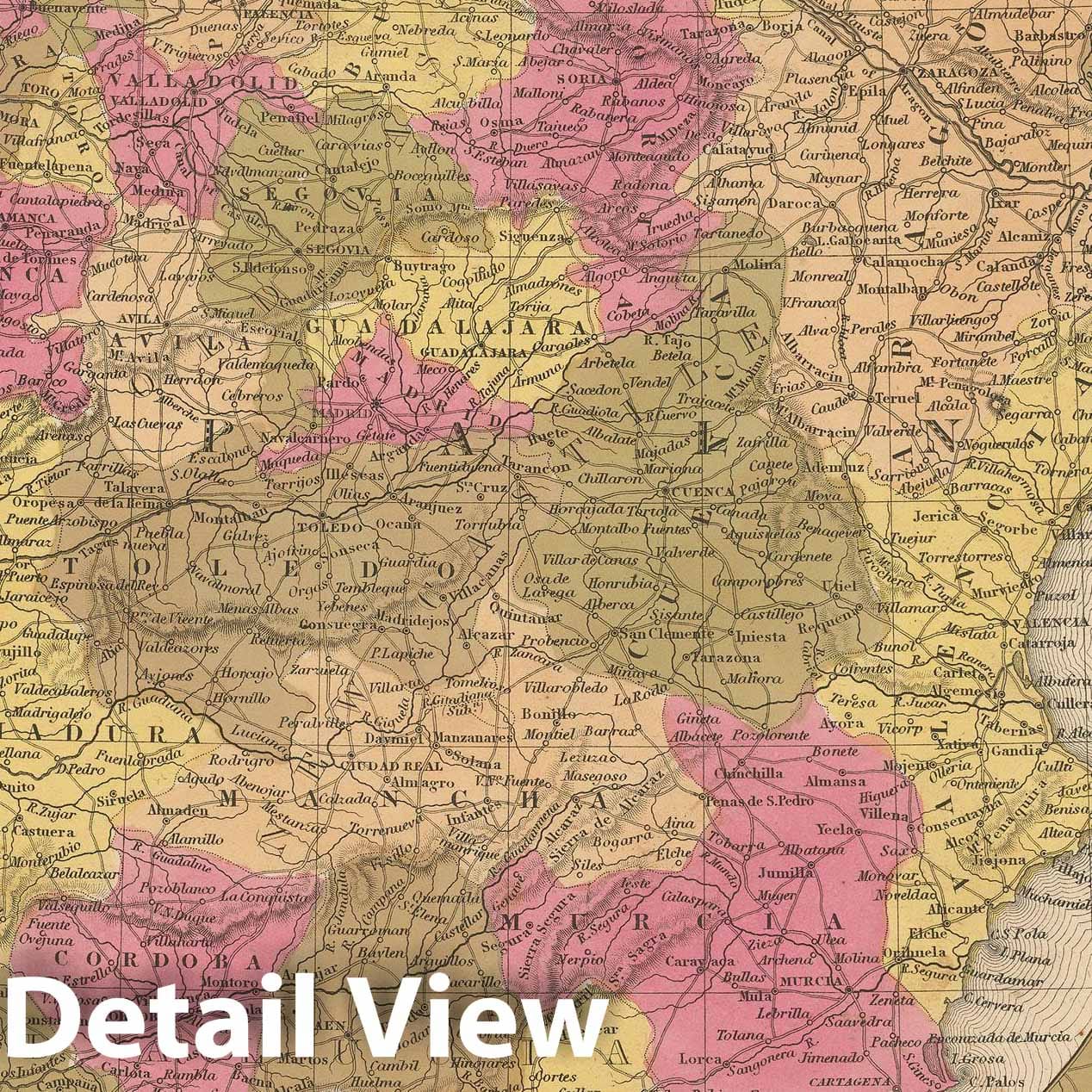Historic Map : Spain & Portugal 1847 , A New Universal Atlas of the World , Vintage Wall Art