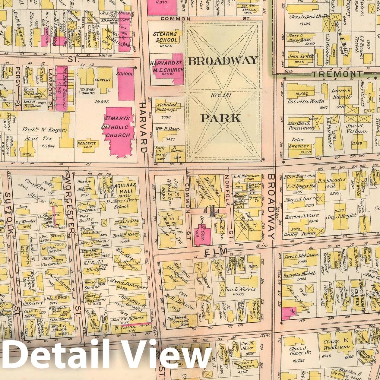 Historic Map : Atlas City of Cambridge, MA, Cambridge 1903 Plate 008 , Vintage Wall Art