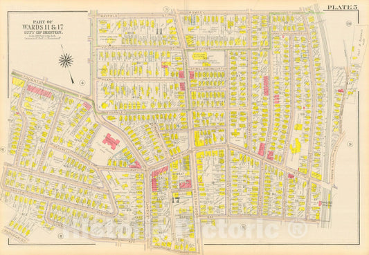 Historic Map : Atlas City of Boston, Dorchester, Dorchester 1918 Plate 005 , Vintage Wall Art