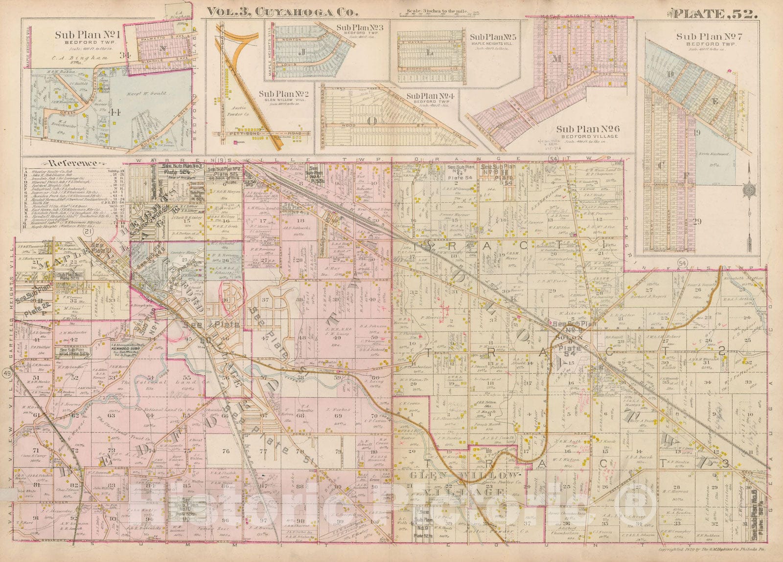 Historic Map : Plat Book of The City of Cleveland, Vol. Three, Cleveland 1920 Plate 052 , Vintage Wall Art
