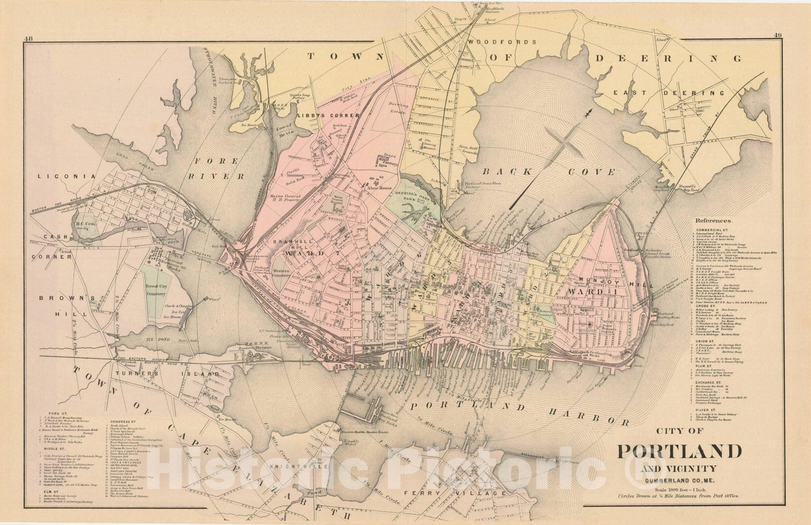 Historic Map : Atlas of Maine, Portland 1885 , Vintage Wall Art