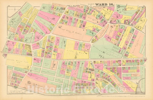 Historic Map : Atlas of County of Suffolk, MA Vol. 3rd, Dorchester 1874 Plate K , v2, Vintage Wall Art