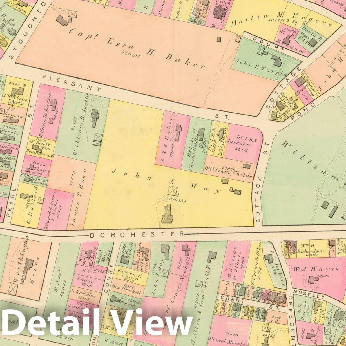 Historic Map : Atlas of County of Suffolk, MA Vol. 3rd, Dorchester 1874 Plate K , v2, Vintage Wall Art