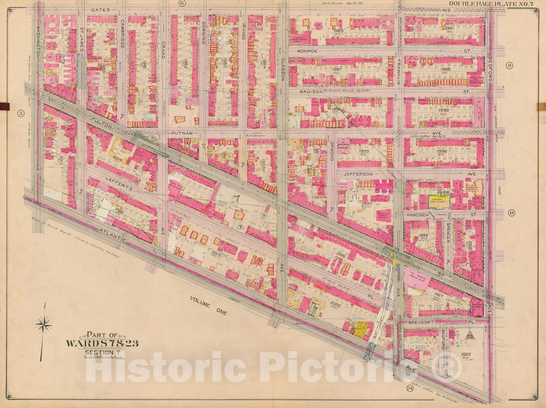 Historic Map : Brooklyn 1904 Plate 007 , Atlas Borough of Brooklyn , Vintage Wall Art