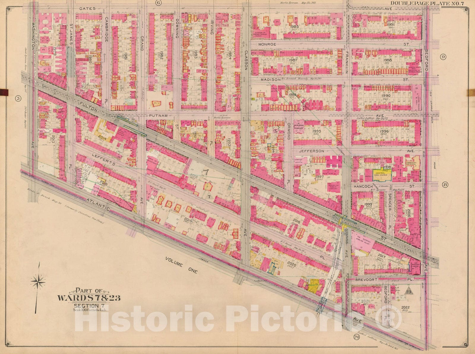 Historic Map : Brooklyn 1904 Plate 007 , Atlas Borough of Brooklyn , Vintage Wall Art