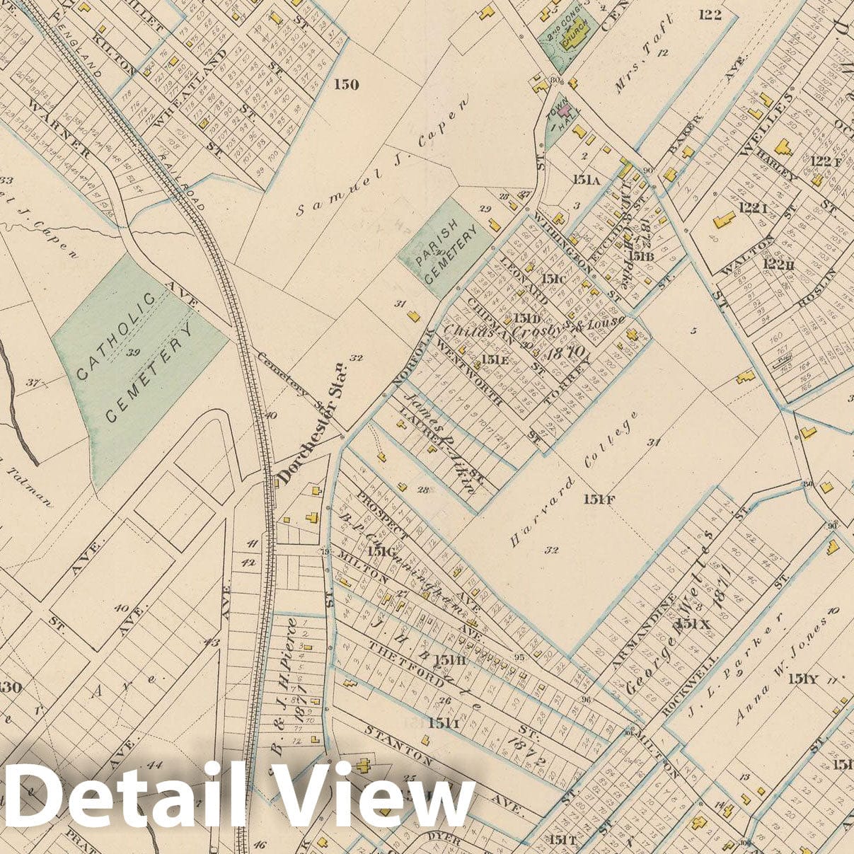 Historic Map : City Atlas of Boston, Massachusetts, Dorchester 1882 Plate 032 , Vintage Wall Art