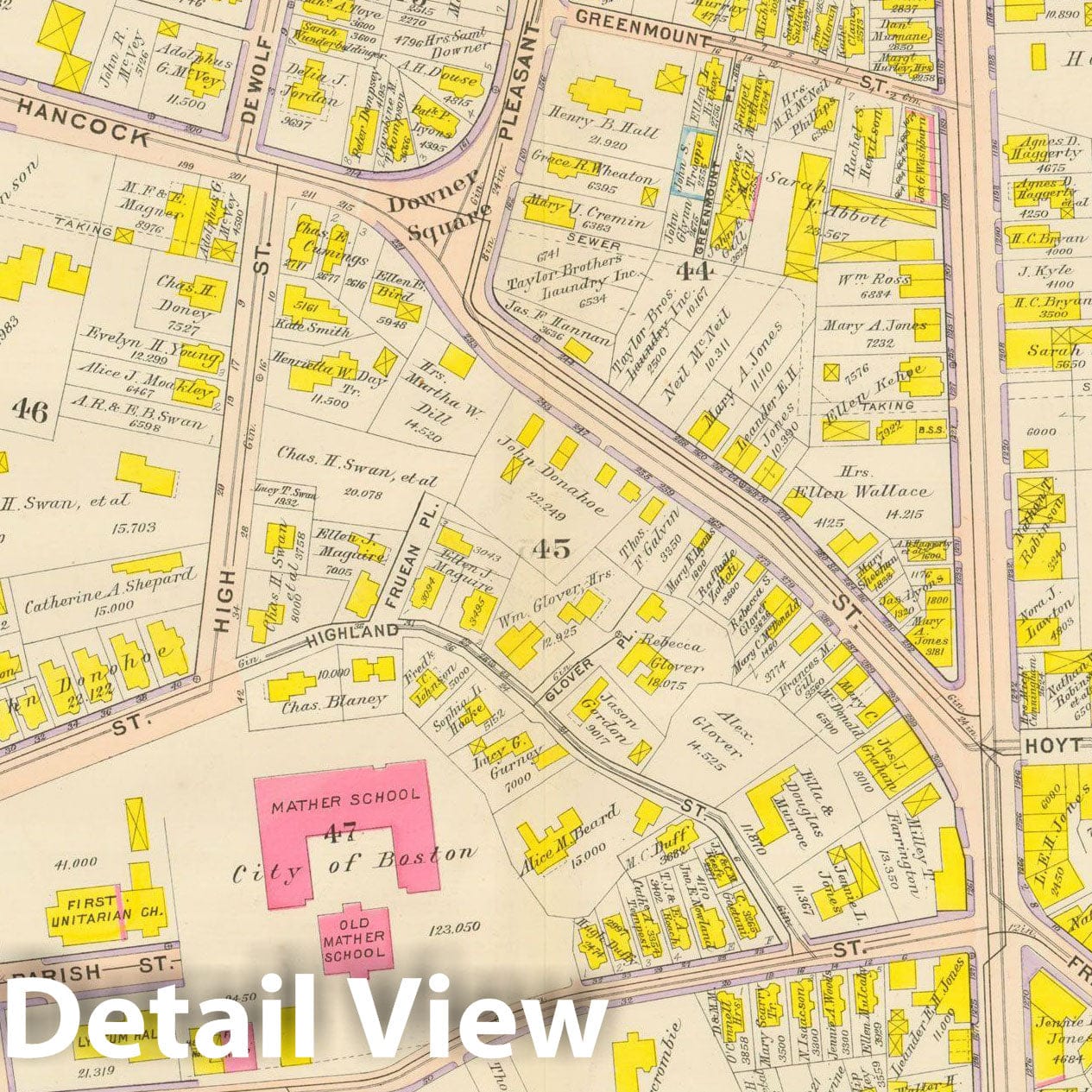 Historic Map : Atlas City of Boston, Dorchester, Dorchester 1910 Plate 008 , Vintage Wall Art