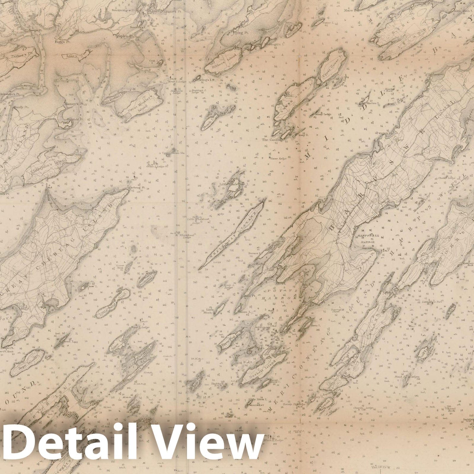 Historic Map : Casco Bay 1870 Topographic Map , Vintage Wall Art