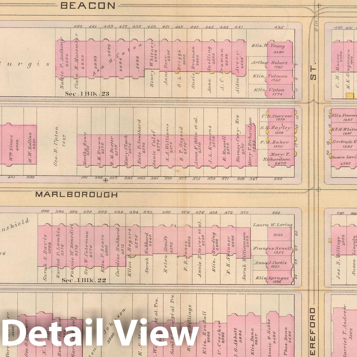 Historic Map : Atlas City of Boston, City Proper, Vol. 2, Boston 1888 Plate 039 , Vintage Wall Art