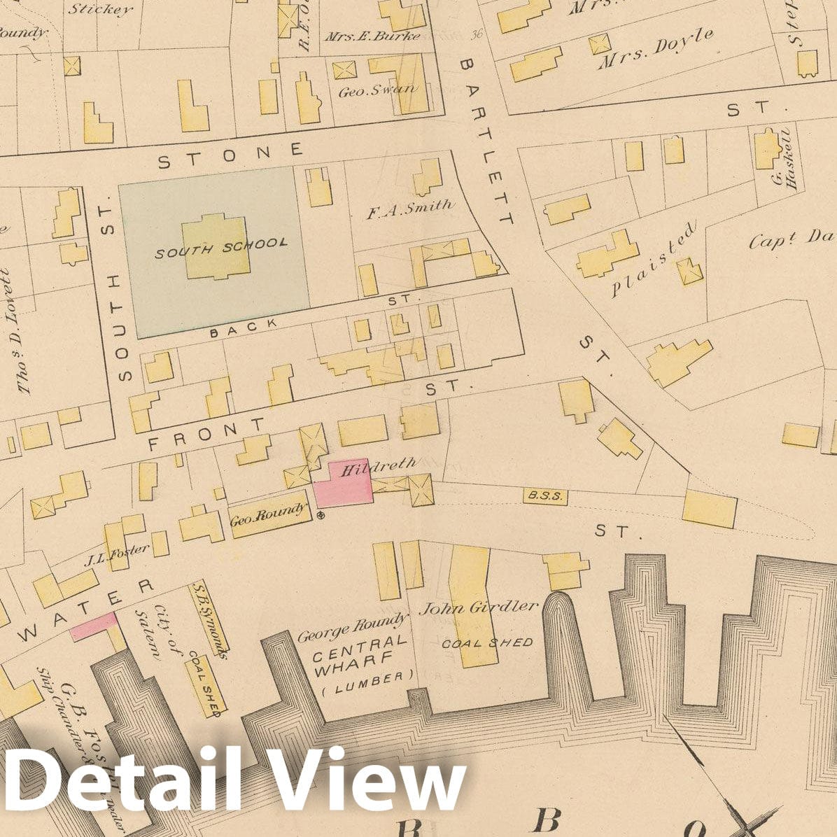 Historic Map : Atlas of Beverly, MA, Beverly 1880 Plate A , Vintage Wall Art