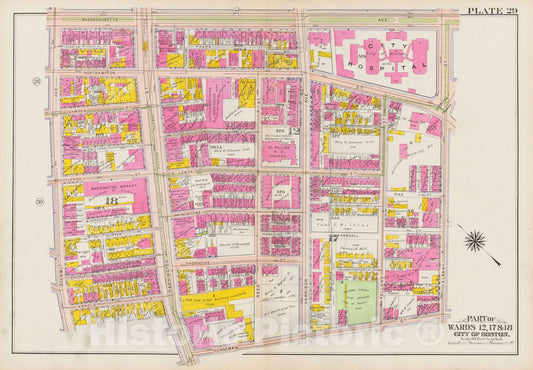 Historic Map : Atlas City of Boston: Boston Proper and Back Bay, Boston 1908 Plate 029 , Vintage Wall Art