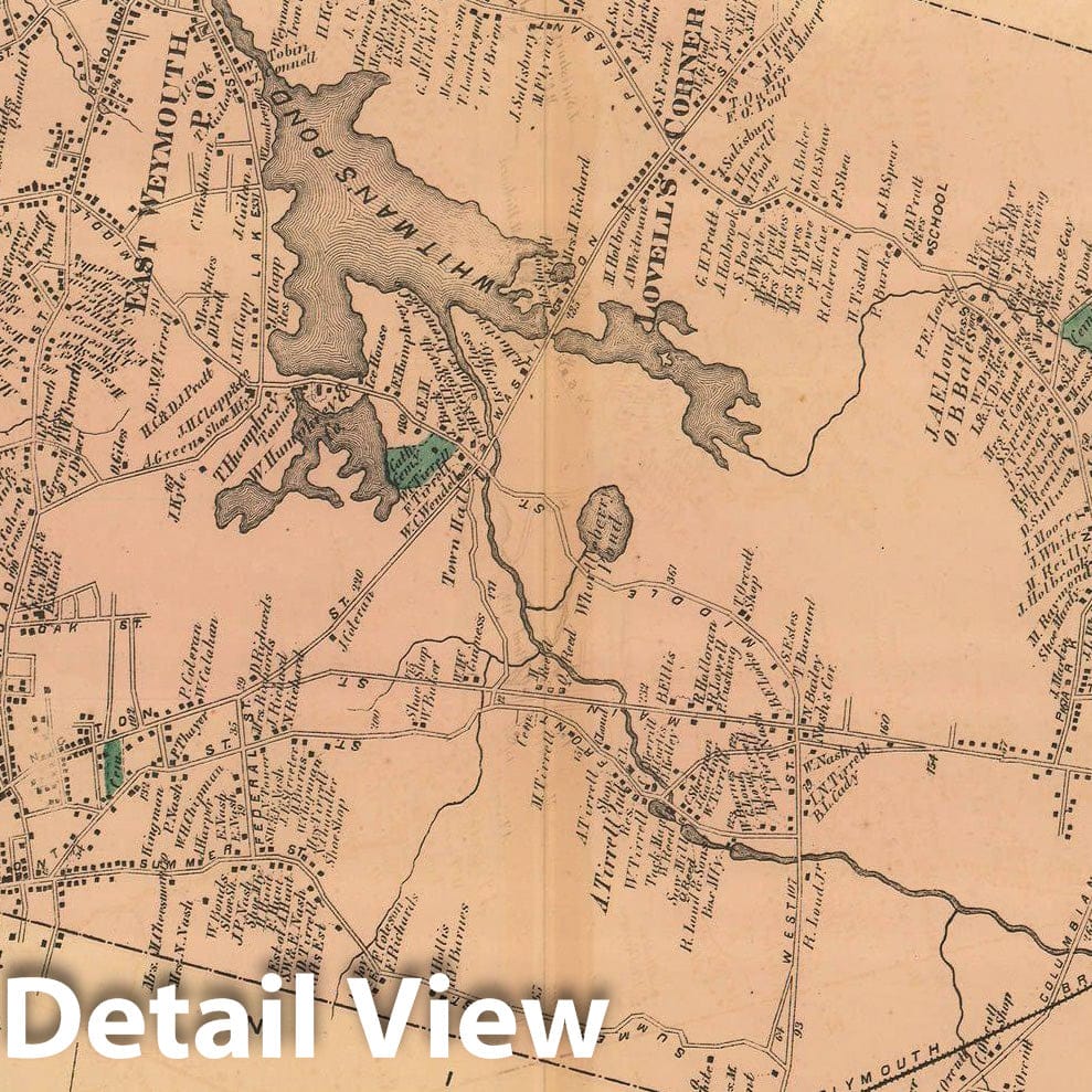 Historic Map : Atlas of Norfolk County, Weymouth 1876 , v2, Vintage Wall Art