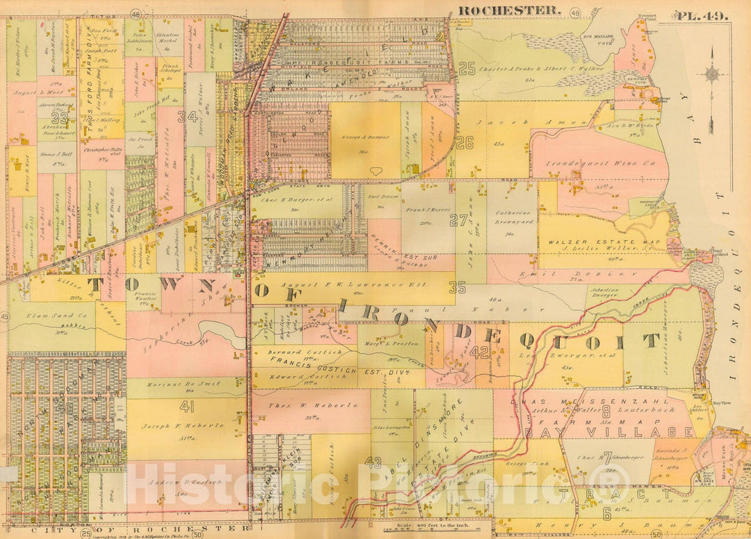 Historic Map : Plat Book of the City of Rochester New York and Vicinity, 1918 Plate 049 , Vintage Wall Art