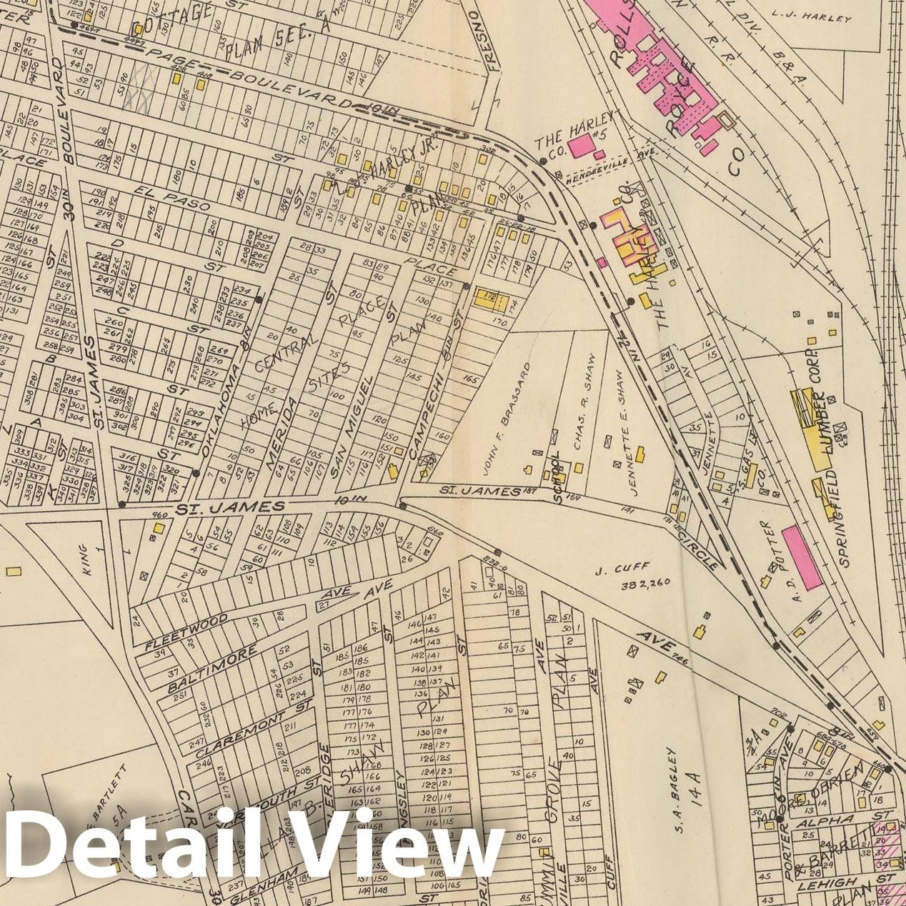 Historic Map : Atlas City of Springfield and the Town of Longmeadow 1920 Plate 015 , Vintage Wall Art