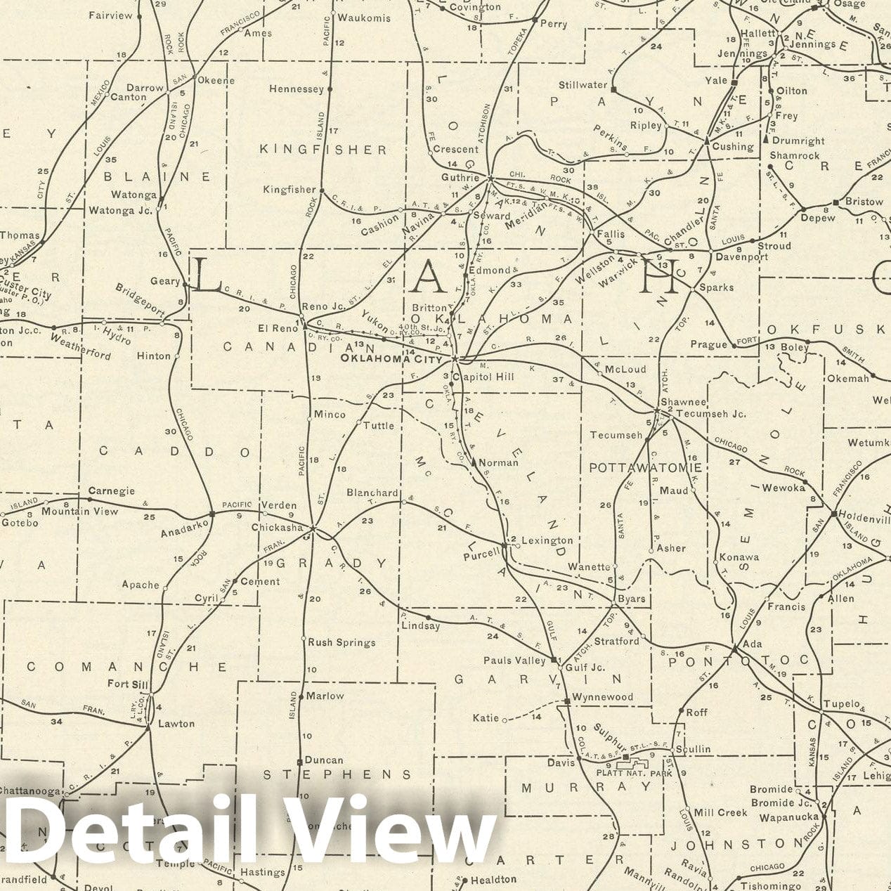 Historic Map : Oklahoma 1925 , v3, Vintage Wall Art