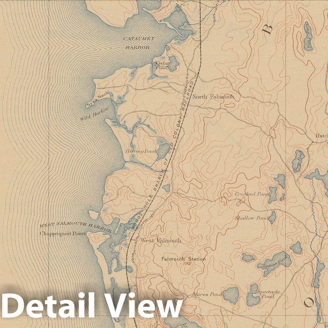Historic Map : USGS 7.5 Minute Sheets and Quadrangles, Falmouth 1915 Topographic Map , Vintage Wall Art