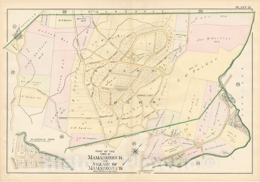 Historic Map : Atlas of Westchester County, Mamaroneck 1901 Plate 019 , Vintage Wall Art
