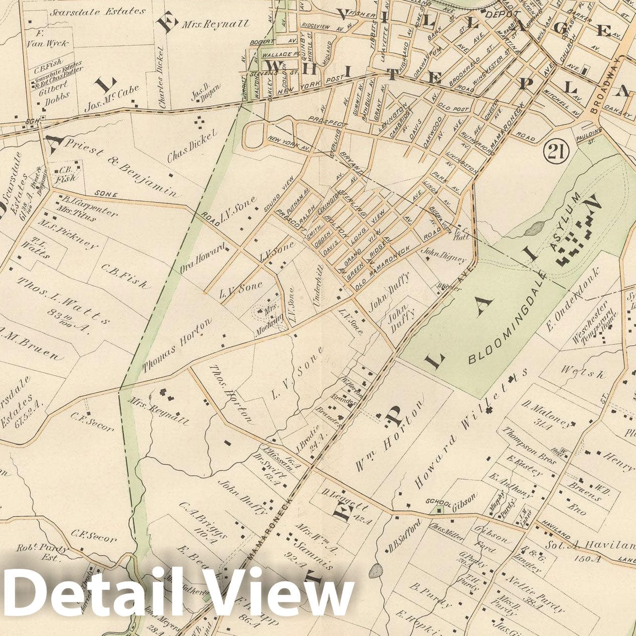 Historic Map : Atlas of Westchester County, Scarsdale & White Plains 1901 Plate 020 , Vintage Wall Art