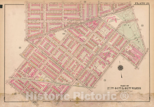Historic Map : Atlas City of Philadelphia Wards 24,27,34,40,44&46 West Philadelphia, West Philadelphia 1927 Plate 023 , Vintage Wall Art