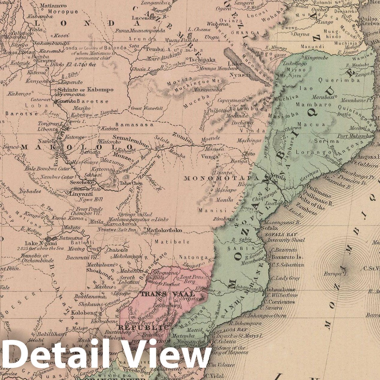 Historic Map : Africa 1855 , Colton's Atlas World , v2, Vintage Wall Art