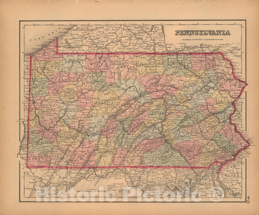Historic Map : Pennsylvania 1857 , General Atlas (Of The World) , Vintage Wall Art