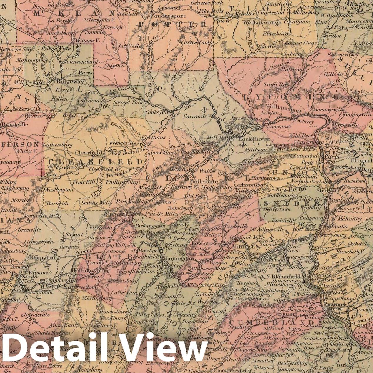 Historic Map : Pennsylvania 1857 , General Atlas (Of The World) , Vintage Wall Art