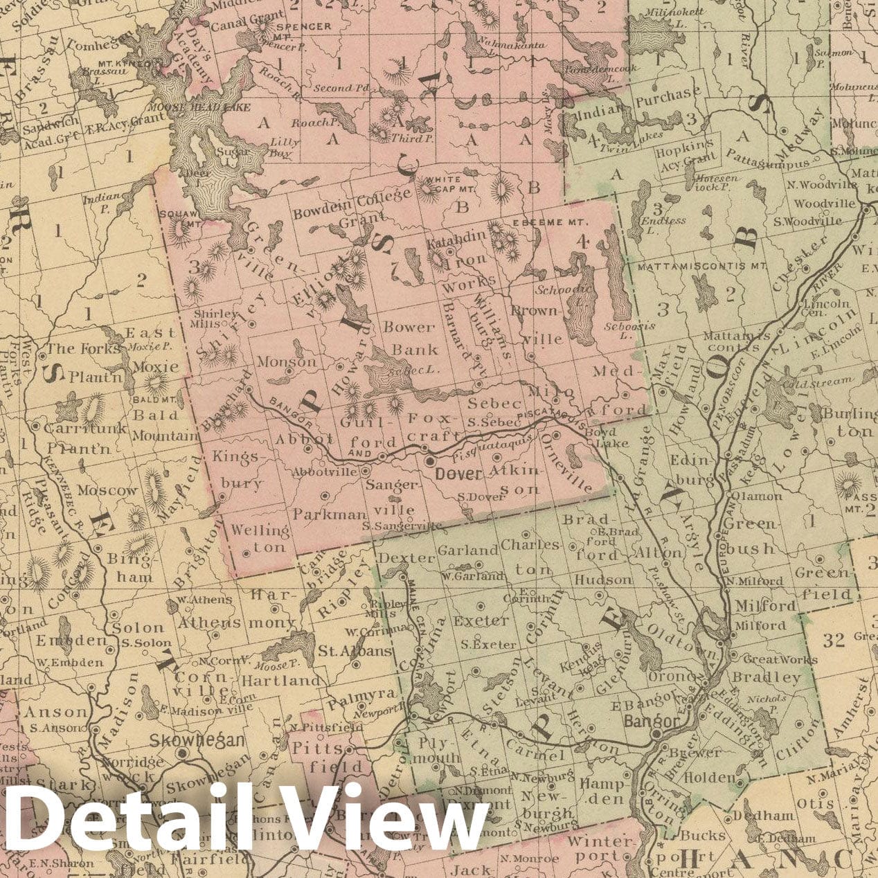 Historic Map : Maine 1882 , Mitchell's New General Atlas , Vintage Wall Art