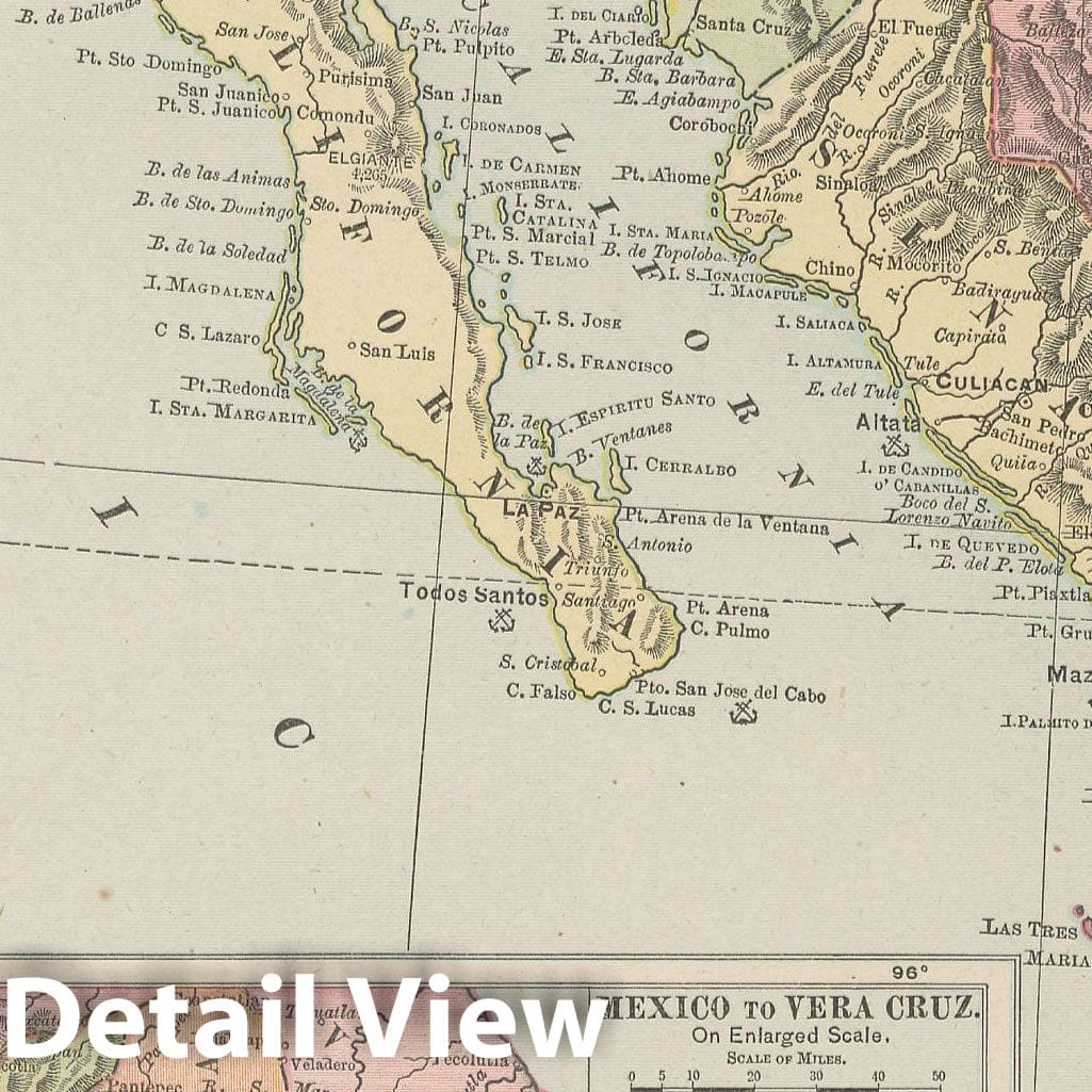 Historic Map : Mexico 1900 , Universal Atlas World , v2, Vintage Wall Art