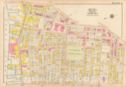Historic Map : Atlas of Chelsea, Revere and Winthrop, Chelsea 1914 Plate 004 , Vintage Wall Art