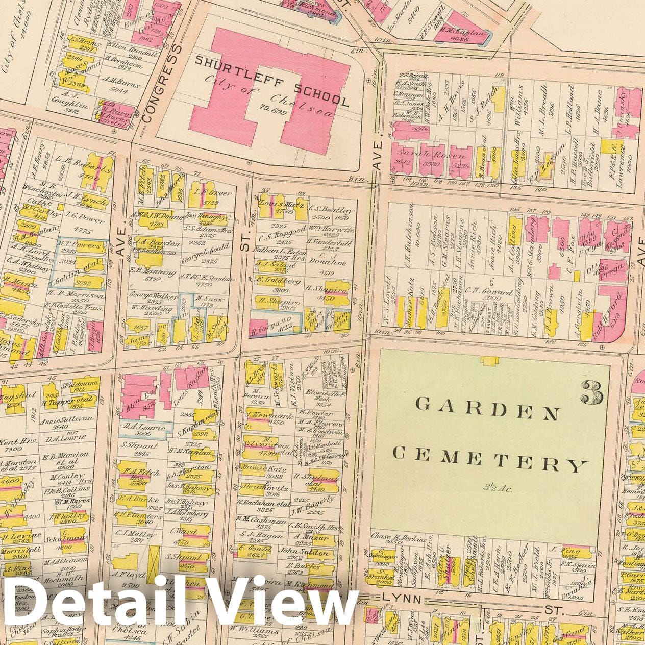 Historic Map : Atlas of Chelsea, Revere and Winthrop, Chelsea 1914 Plate 004 , Vintage Wall Art