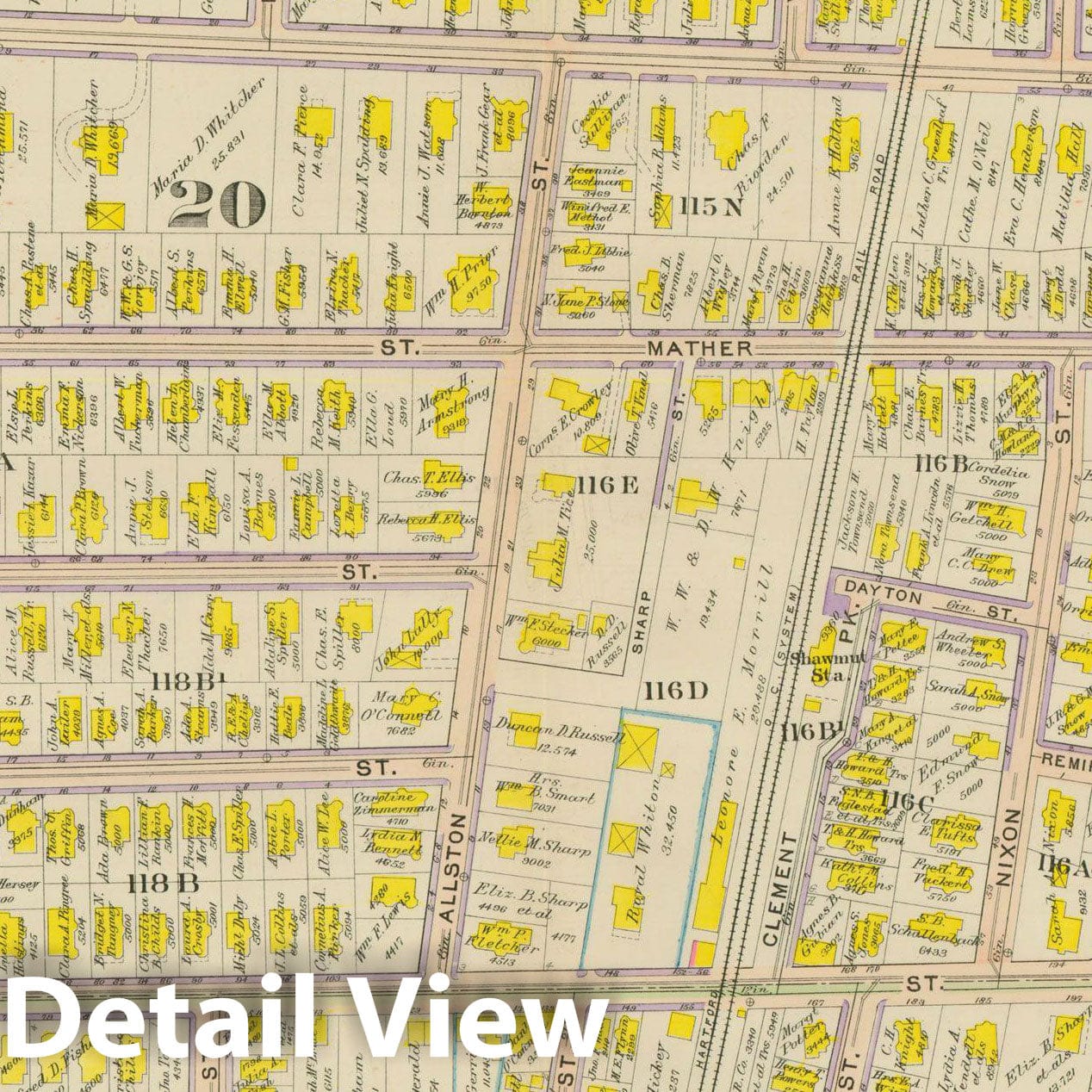 Historic Map : Atlas City of Boston, Dorchester, Dorchester 1918 Plate 022 , Vintage Wall Art
