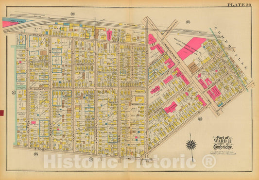 Historic Map : Atlas City of Cambridge, Massachusetts, Cambridge 1930 Plate 029 , Vintage Wall Art