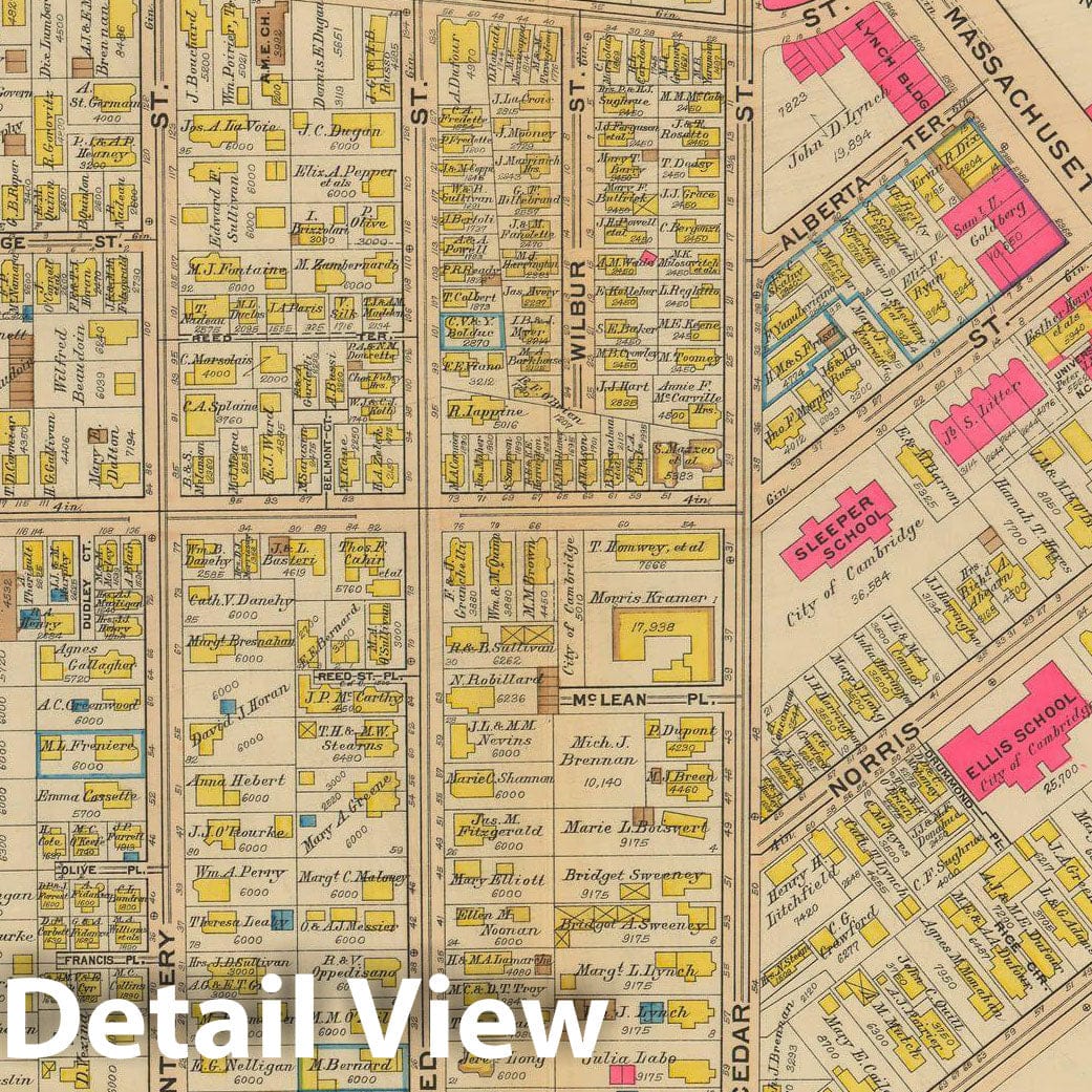 Historic Map : Atlas City of Cambridge, Massachusetts, Cambridge 1930 Plate 029 , Vintage Wall Art
