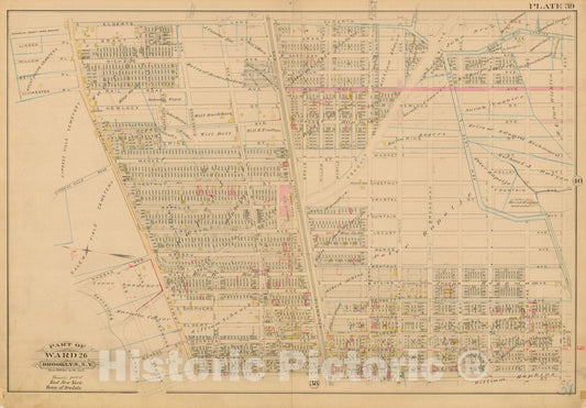 Historic Map : Robinson's Atlas City of Brooklyn, NY, Brooklyn 1886 Plate 039 , Vintage Wall Art