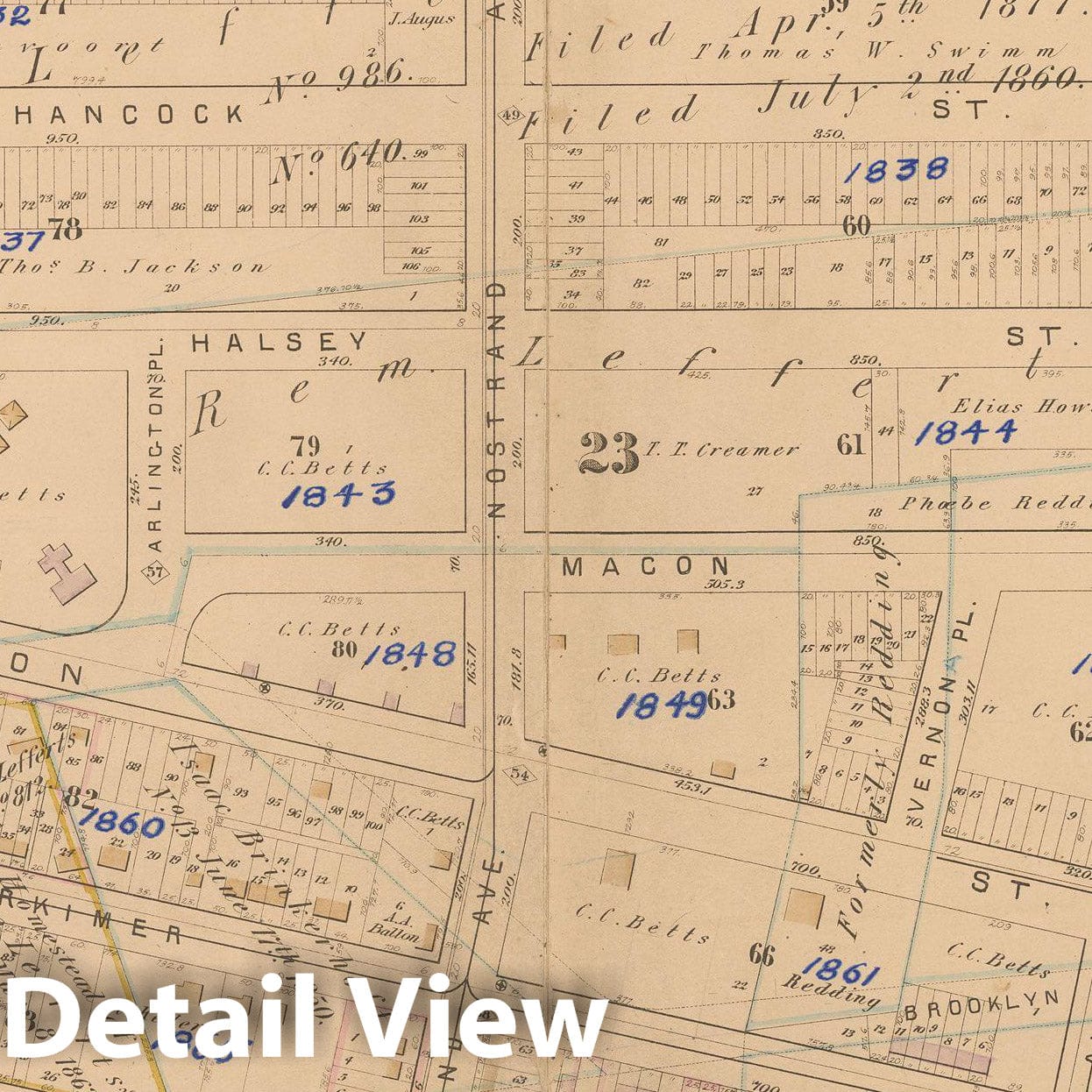 Historic Map : Atlas of Brooklyn Vol. 1, Brooklyn 1880 Plate D , Vintage Wall Art