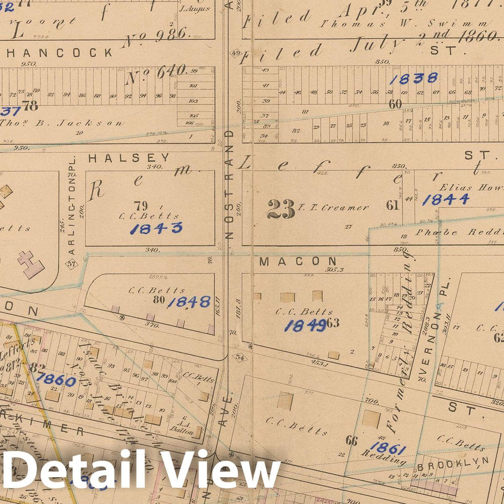 Historic Map : Atlas of Brooklyn Vol. 1, Brooklyn 1880 Plate D , Vintage Wall Art