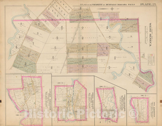 Historic Map : Atlas of Niagara Falls, North Tonawanda and Buffalo, NY, West Seneca 1893 Plate 027 , Vintage Wall Art