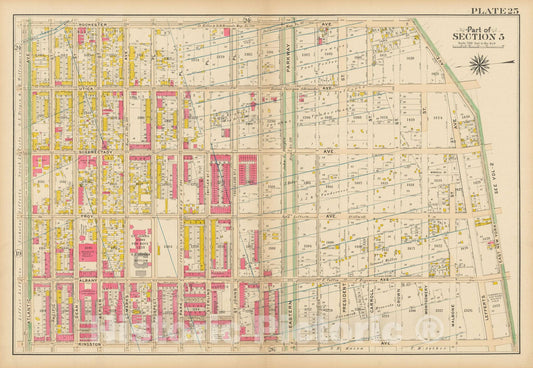 Historic Map : Vol. 1, Brooklyn 1908 Plate 025 , Atlas Borough of Brooklyn , Vintage Wall Art