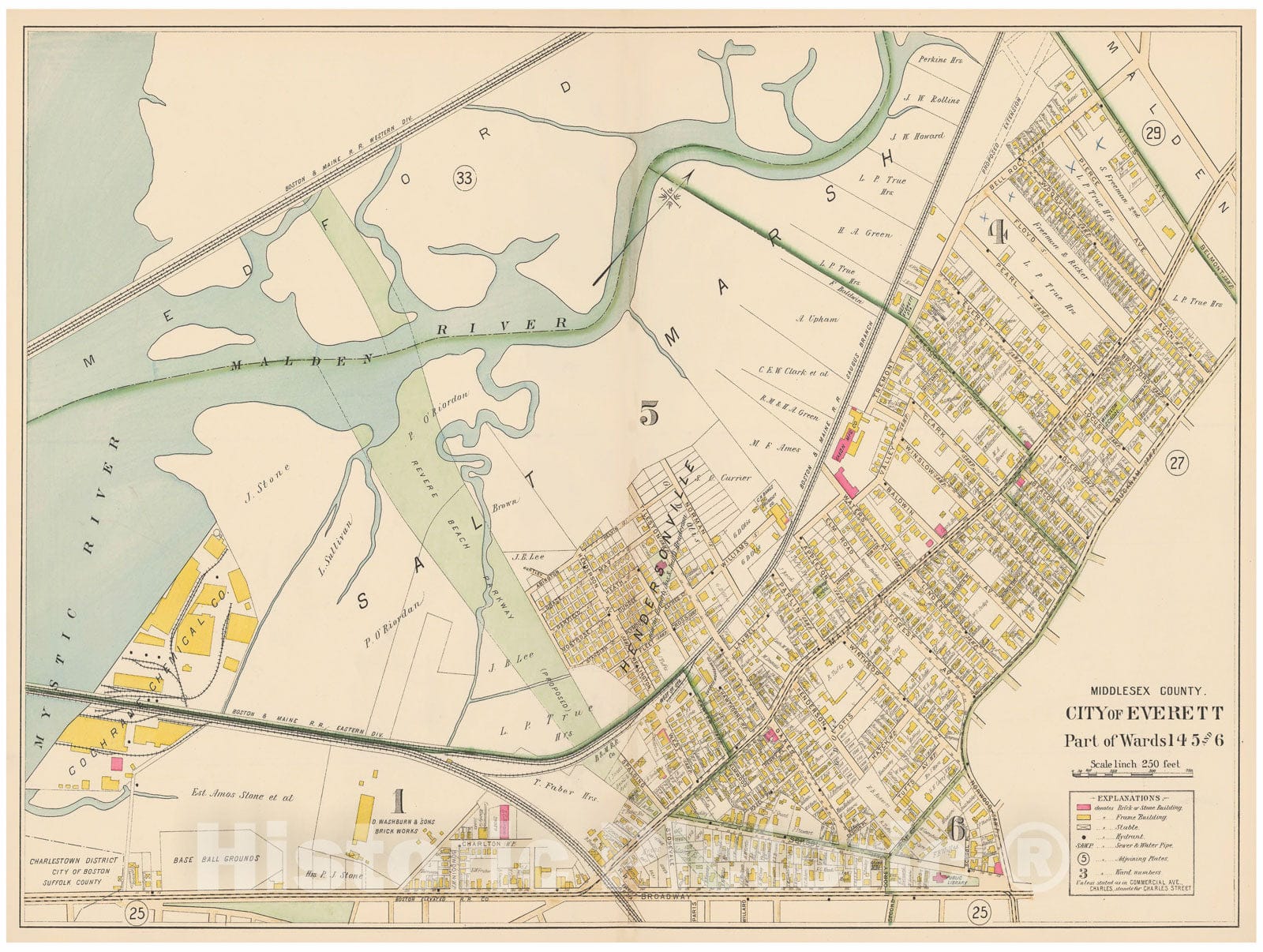 Historic Map : Atlas of Middlesex County, MA Vol. 1, Everett 1900 Plate 026 , Vintage Wall Art