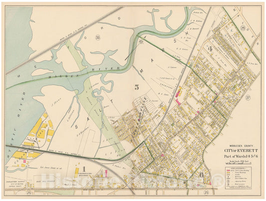Historic Map : Atlas of Middlesex County, MA Vol. 1, Everett 1900 Plate 026 , Vintage Wall Art