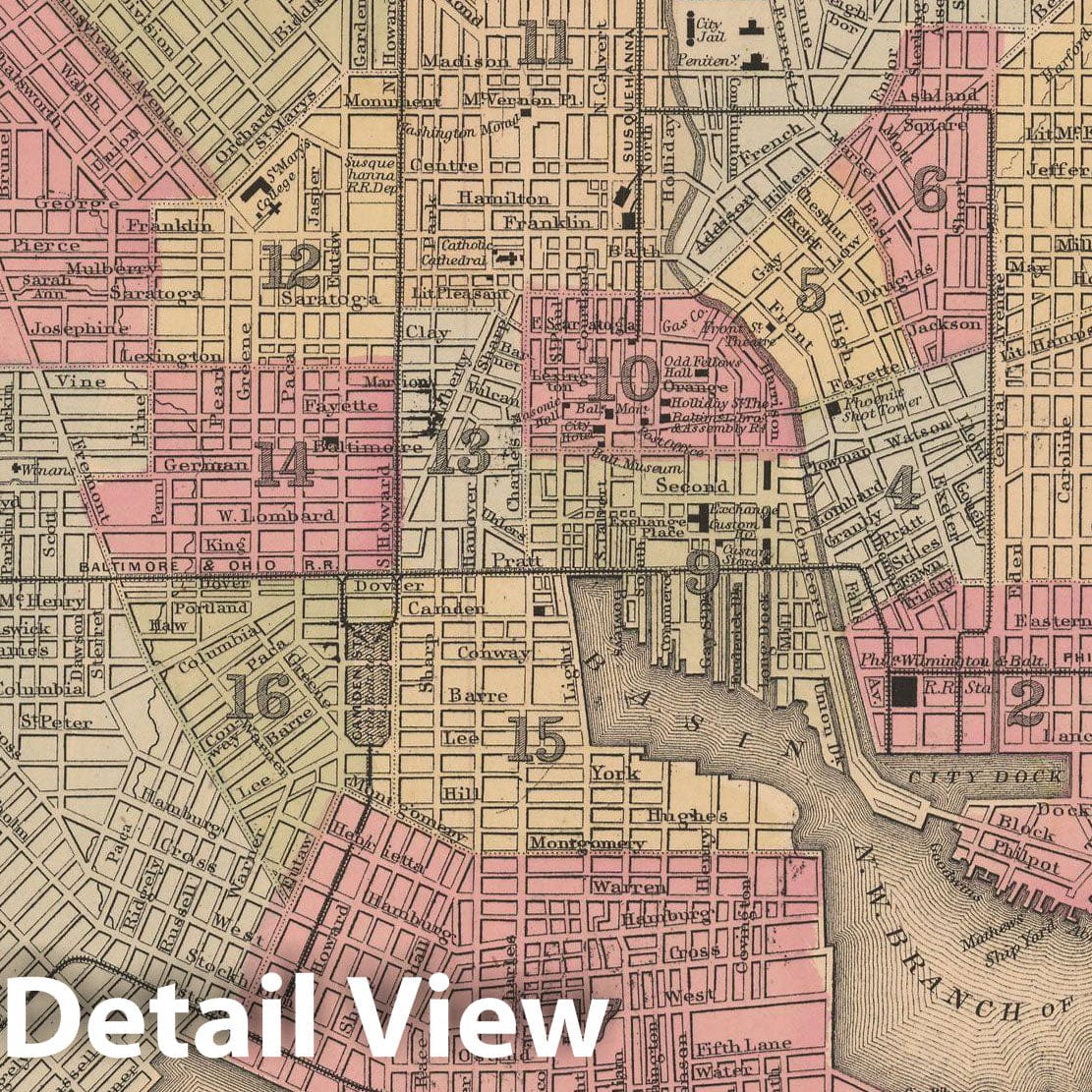 Historic Map : Baltimore 1867 , New General Atlas , Vintage Wall Art