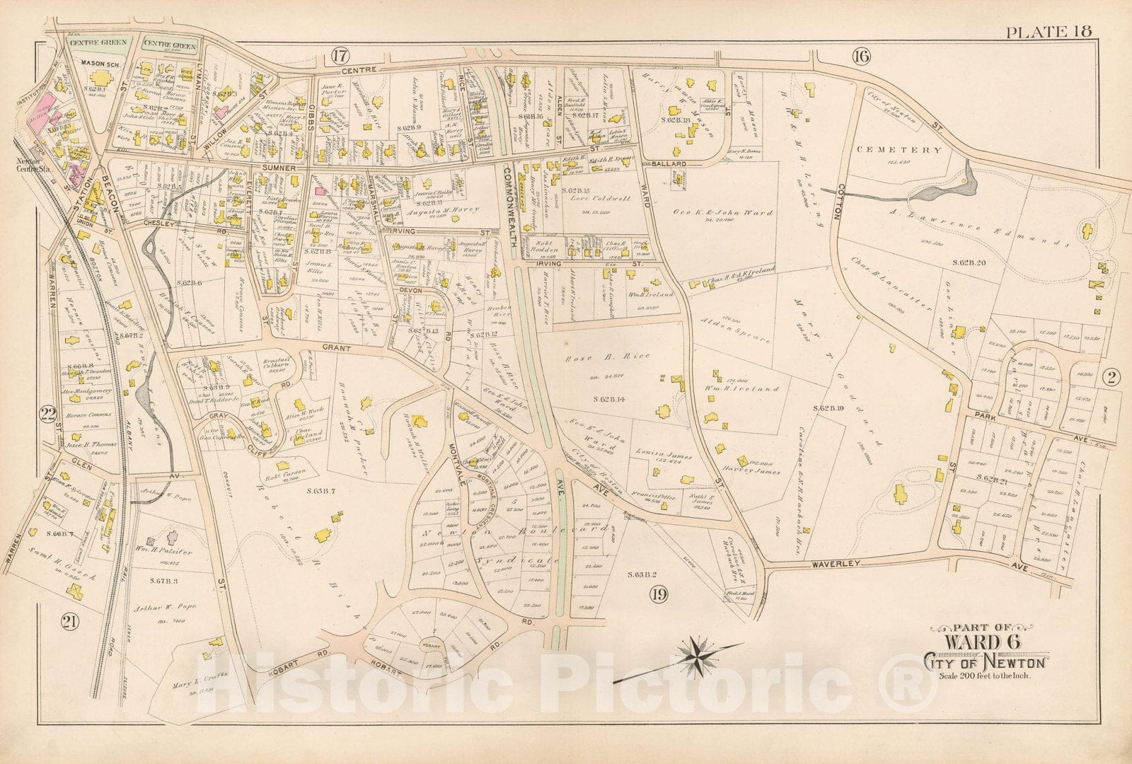 Historic Map : Atlas City of Newton, Newton 1895 Plate 018 , Vintage Wall Art