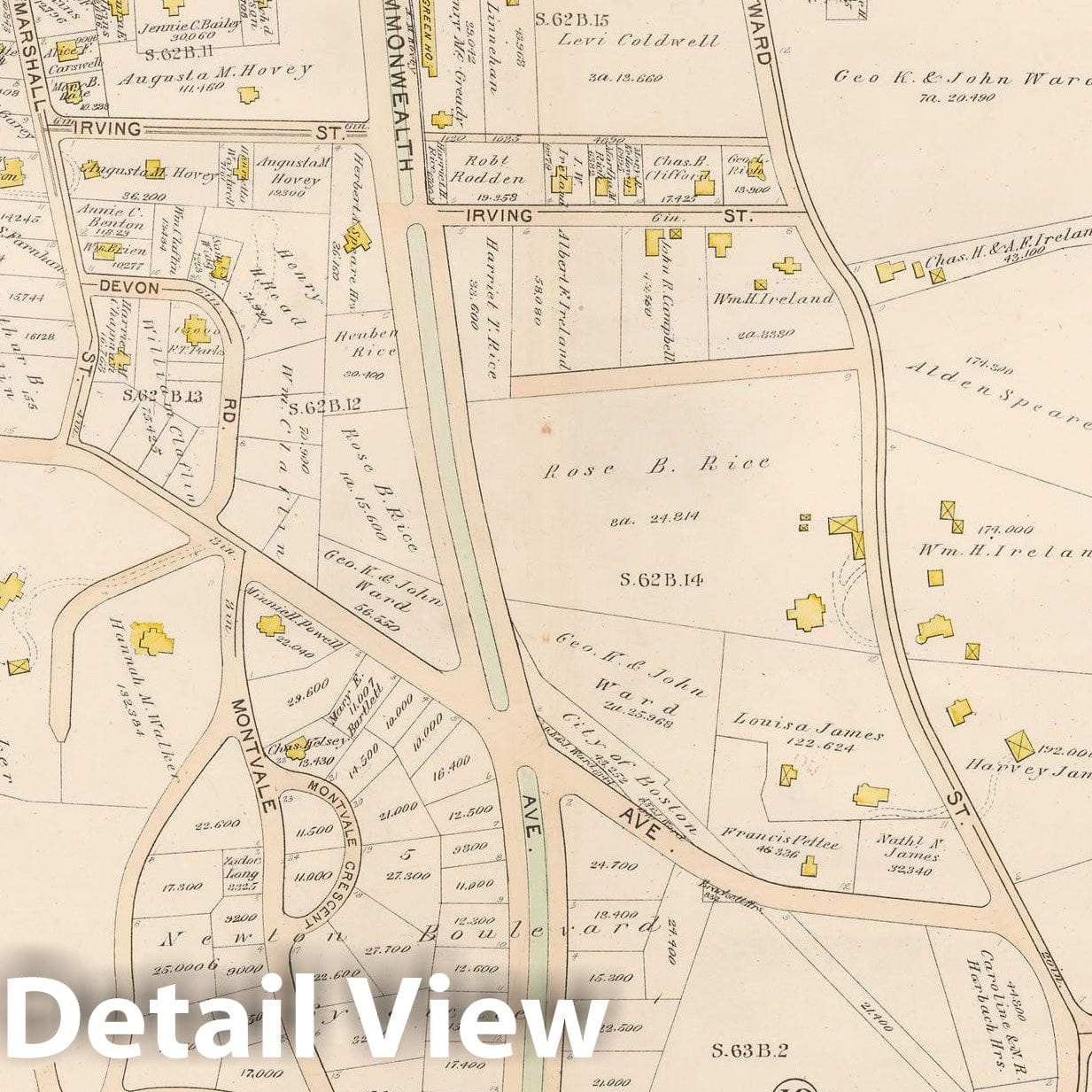 Historic Map : Atlas City of Newton, Newton 1895 Plate 018 , Vintage Wall Art